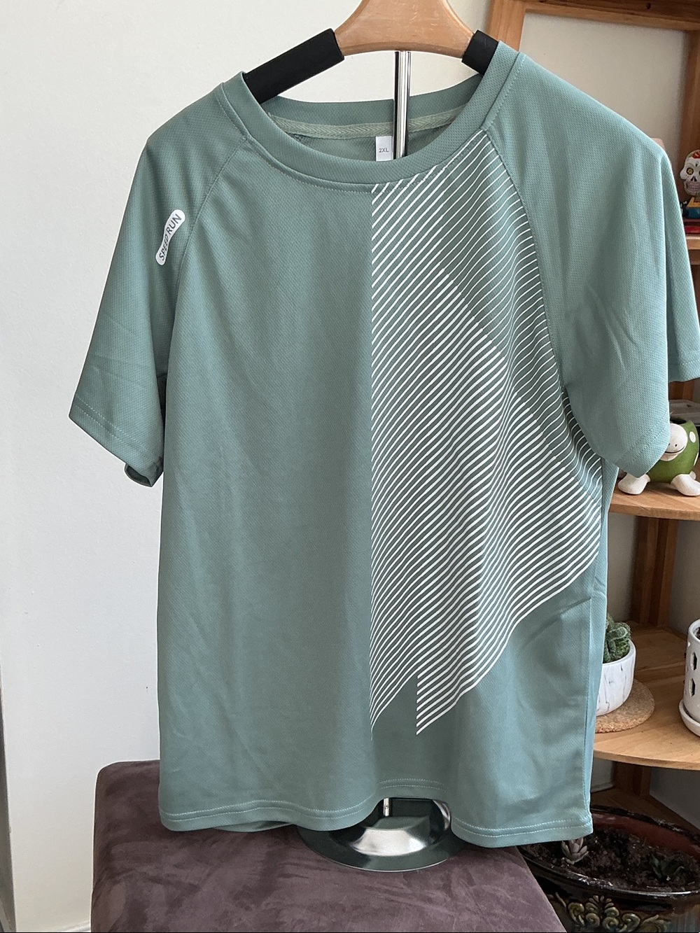 Minimal Stripe Active Tee in Sage Green